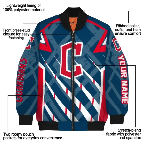 personalized cleveland guardians chevron angles navy blue bomber jacket new arrival