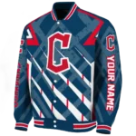 personalized cleveland guardians chevron angles navy blue varsity jacket best selling