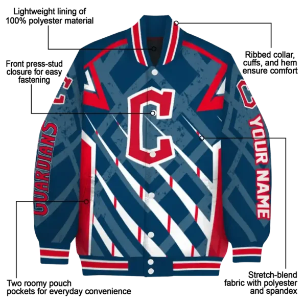 personalized cleveland guardians chevron angles navy blue varsity jacket new arrival