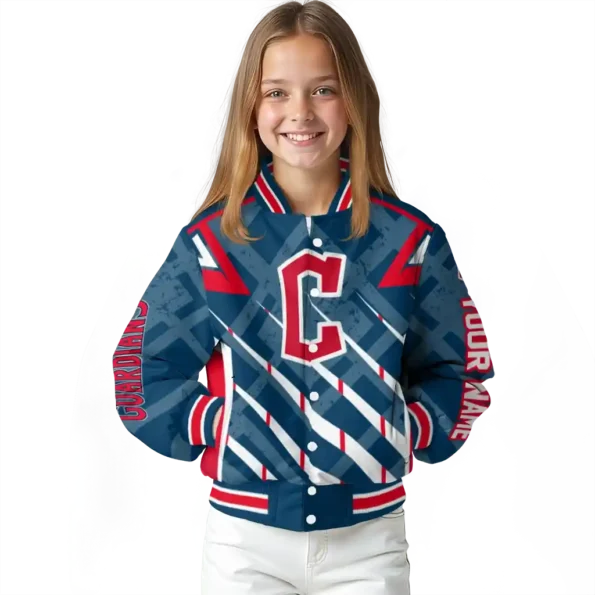 personalized cleveland guardians chevron angles navy blue varsity jacket top rated
