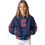 personalized cleveland guardians chevron arrow navy blue varsity jacket best selling