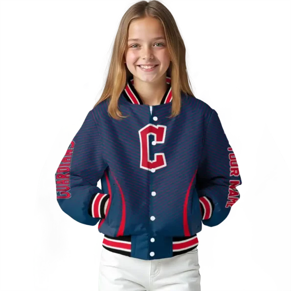 personalized cleveland guardians chevron arrow navy blue varsity jacket top rated