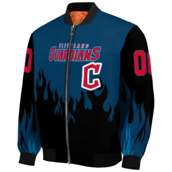 personalized cleveland guardians flame border navy blue black bomber jacket best selling
