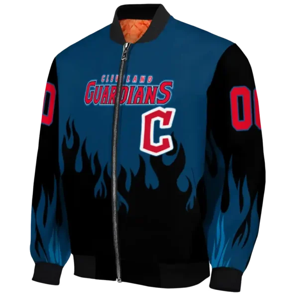 personalized cleveland guardians flame border navy blue black bomber jacket best selling