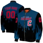 personalized cleveland guardians flame border navy blue black bomber jacket best selling