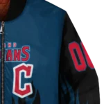 personalized cleveland guardians flame border navy blue black bomber jacket best selling