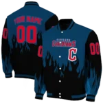 personalized cleveland guardians flame border navy blue black varsity jacket best selling