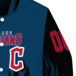 personalized cleveland guardians flame border navy blue black varsity jacket best selling
