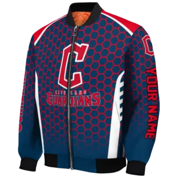 personalized cleveland guardians hexagon grid navy blue bomber jacket best selling