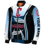 personalized cleveland guardians mesh effect navy blue black bomber jacket best selling