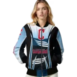 personalized cleveland guardians mesh effect navy blue black bomber jacket best selling