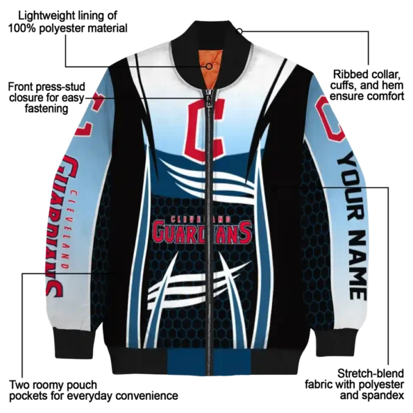 personalized cleveland guardians mesh effect navy blue black bomber jacket new arrival