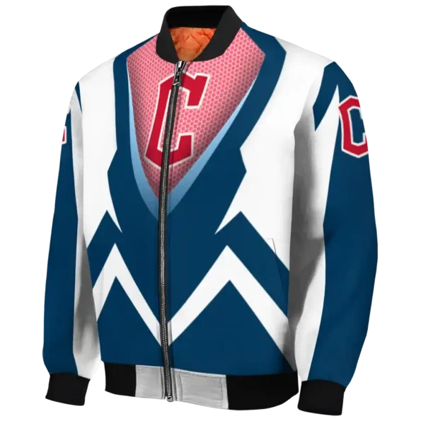 personalized cleveland guardians v stripes navy blue white bomber jacket best selling