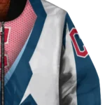 personalized cleveland guardians v stripes navy blue white bomber jacket best selling