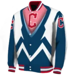personalized cleveland guardians v stripes navy blue white varsity jacket best selling