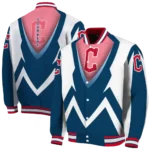personalized cleveland guardians v stripes navy blue white varsity jacket best selling