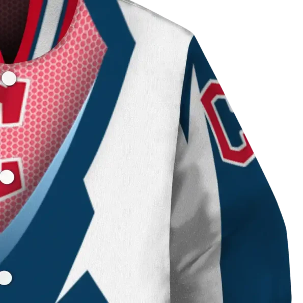 personalized cleveland guardians v stripes navy blue white varsity jacket premium grade