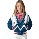 personalized cleveland guardians v stripes navy blue white varsity jacket best selling