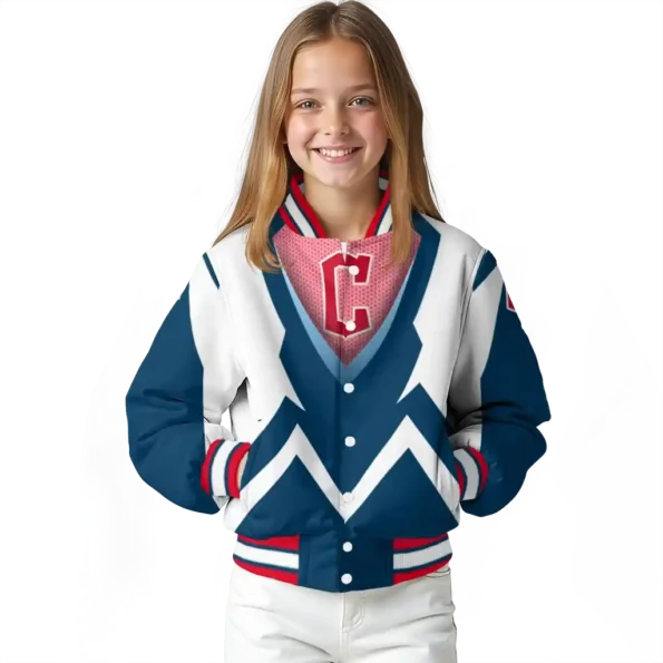 personalized cleveland guardians v stripes navy blue white varsity jacket top rated