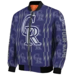 personalized colorado rockies bolt stripe blue bomber jacket best selling