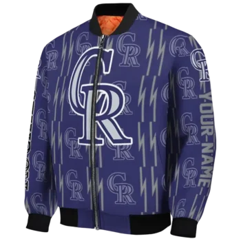 personalized colorado rockies bolt stripe blue bomber jacket best selling