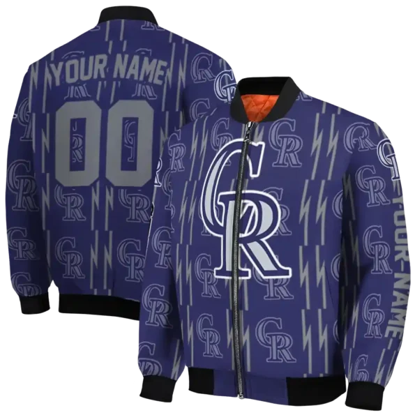 personalized colorado rockies bolt stripe blue bomber jacket fashion forward