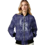 personalized colorado rockies bolt stripe blue bomber jacket best selling