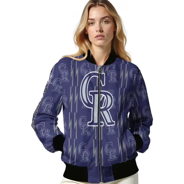 personalized colorado rockies bolt stripe blue bomber jacket latest model
