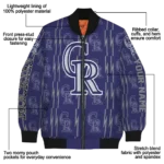 personalized colorado rockies bolt stripe blue bomber jacket best selling