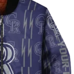 personalized colorado rockies bolt stripe blue bomber jacket best selling