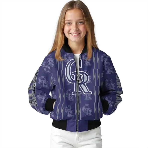 personalized colorado rockies bolt stripe blue bomber jacket top rated
