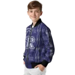 personalized colorado rockies bolt stripe blue bomber jacket best selling