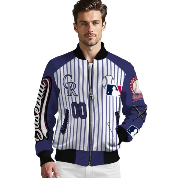 personalized colorado rockies eagle baseball blue white bomber jacket high quality