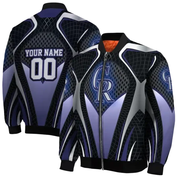 personalized colorado rockies mesh chest black crocs black bomber jacket fashion forward