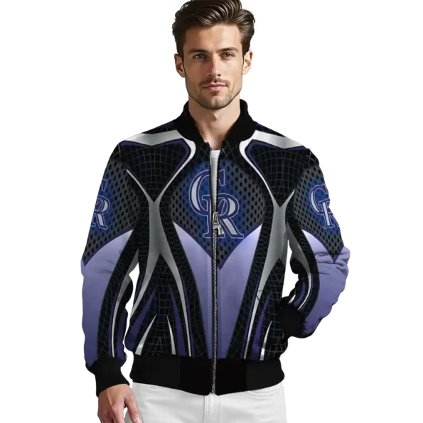 personalized colorado rockies mesh chest black crocs black bomber jacket high quality