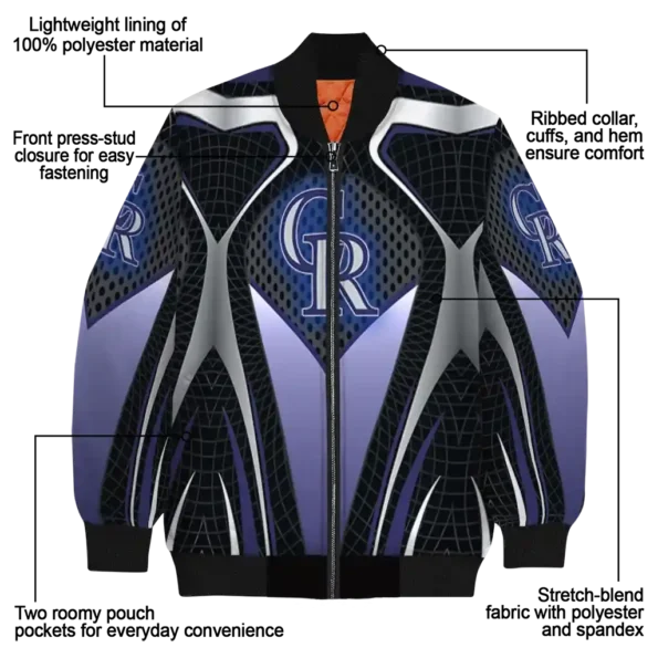 personalized colorado rockies mesh chest black crocs black bomber jacket new arrival