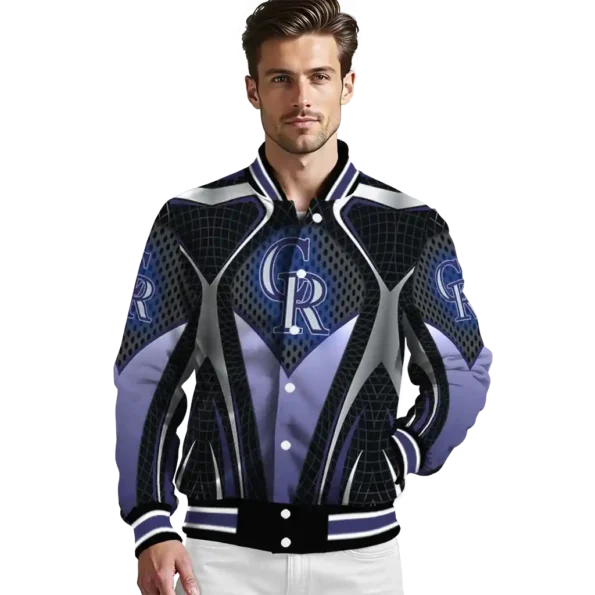 personalized colorado rockies mesh chest black crocs black varsity jacket high quality