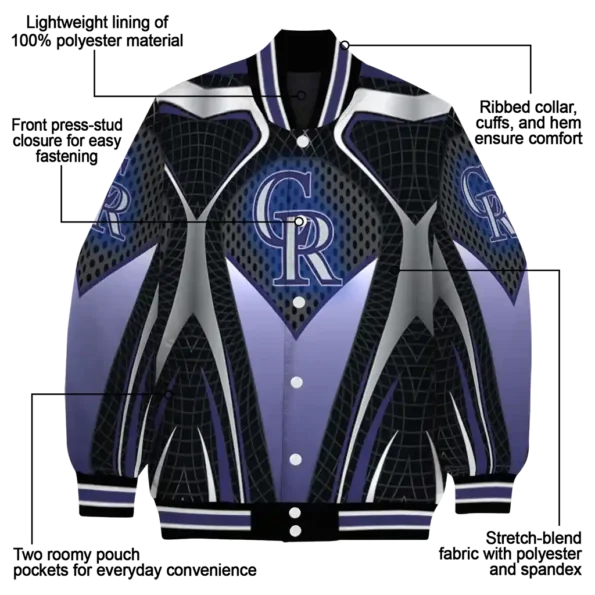 personalized colorado rockies mesh chest black crocs black varsity jacket new arrival