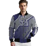 personalized colorado rockies star burst blue bomber jacket best selling