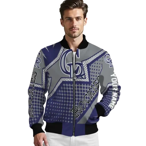 personalized colorado rockies star burst blue bomber jacket high quality
