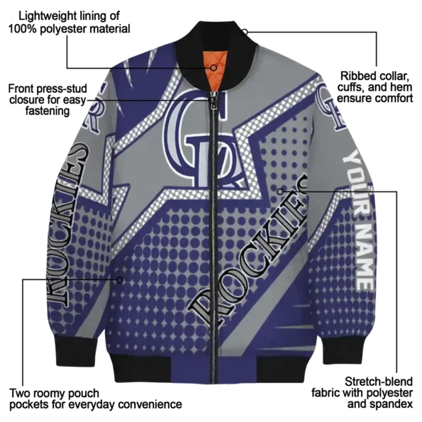 personalized colorado rockies star burst blue bomber jacket new arrival