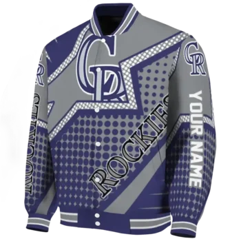 personalized colorado rockies star burst blue varsity jacket best selling