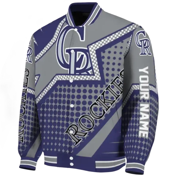 personalized colorado rockies star burst blue varsity jacket best selling