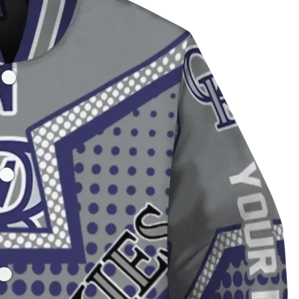 personalized colorado rockies star burst blue varsity jacket premium grade