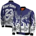 personalized colorado rockies winged blaze blue white bomber jacket best selling