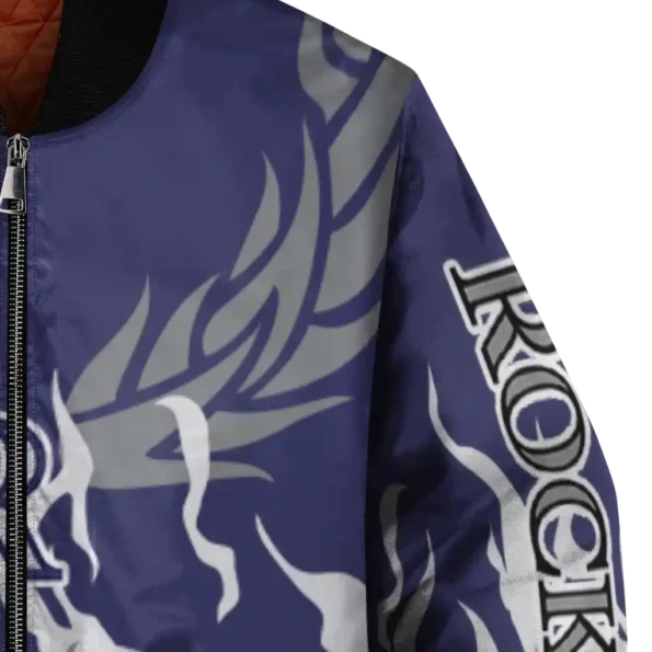 personalized colorado rockies winged blaze blue white bomber jacket premium grade