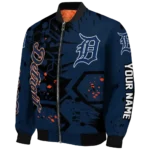 personalized detroit tigers hexagon cluster navy black bomber jacket best selling