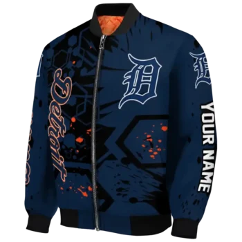 personalized detroit tigers hexagon cluster navy black bomber jacket best selling