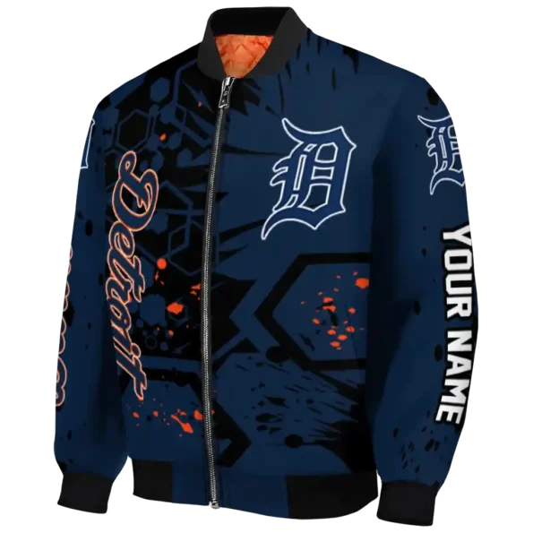 personalized detroit tigers hexagon cluster navy black bomber jacket best selling