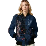 personalized detroit tigers hexagon cluster navy black bomber jacket best selling